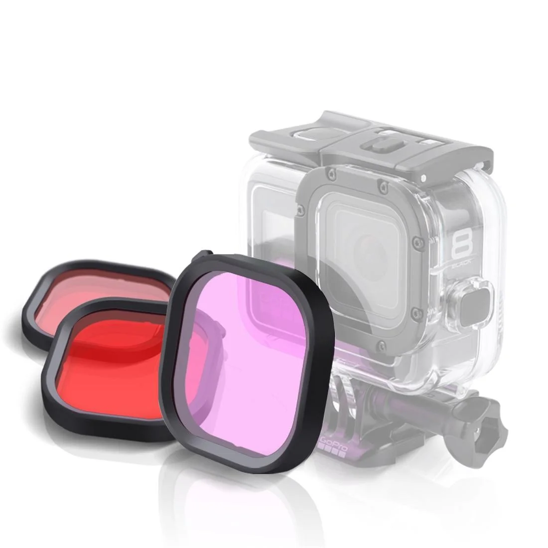 Square Diving Lens Filter Kit for Gopro Hero8 Waterproof Housing - 3 Colours