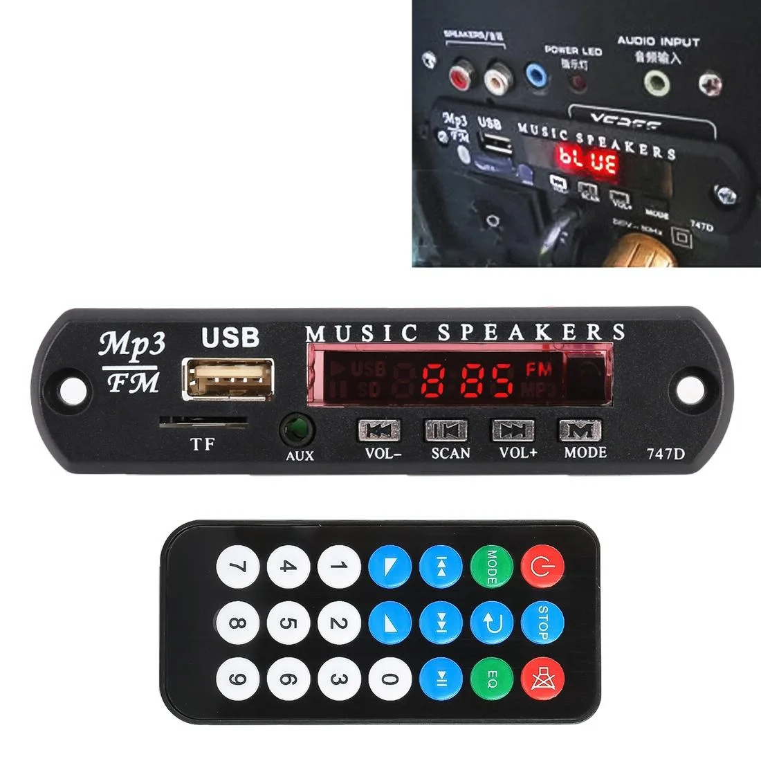 12V Car Mp3 Player Board - Fm Radio Tf Usb Aux - No Bluetooth / Recording