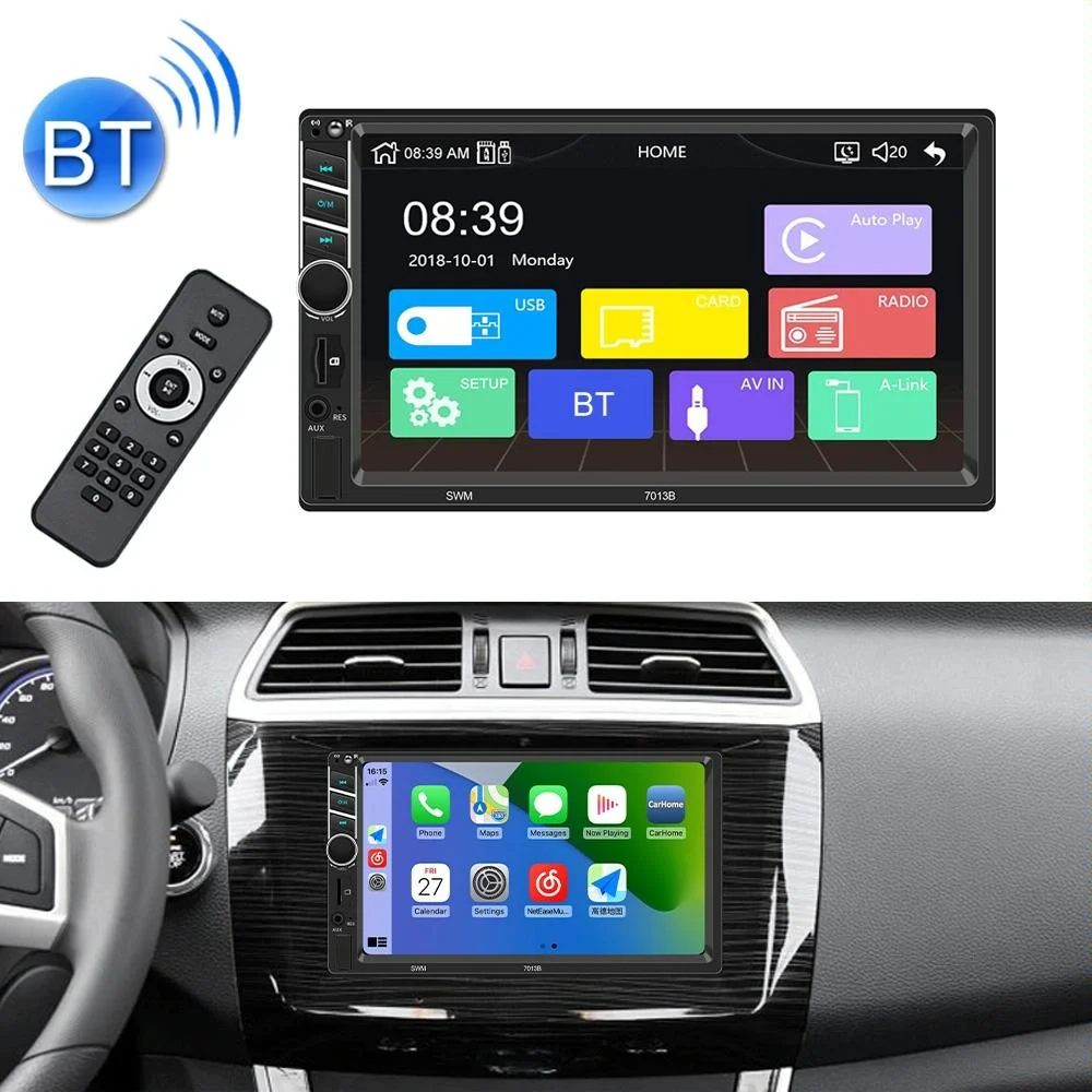 7 Inch Car Radio Receiver Mp5 Player Fm & Bluetooth & Tf Card & Phone Link & Wired Carplay