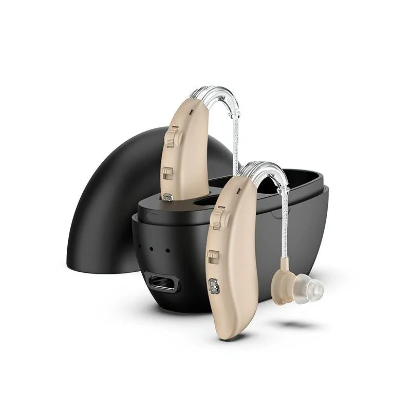 Rechargeable Hearing Aid Amplifier With Charging Pod Skin / Black