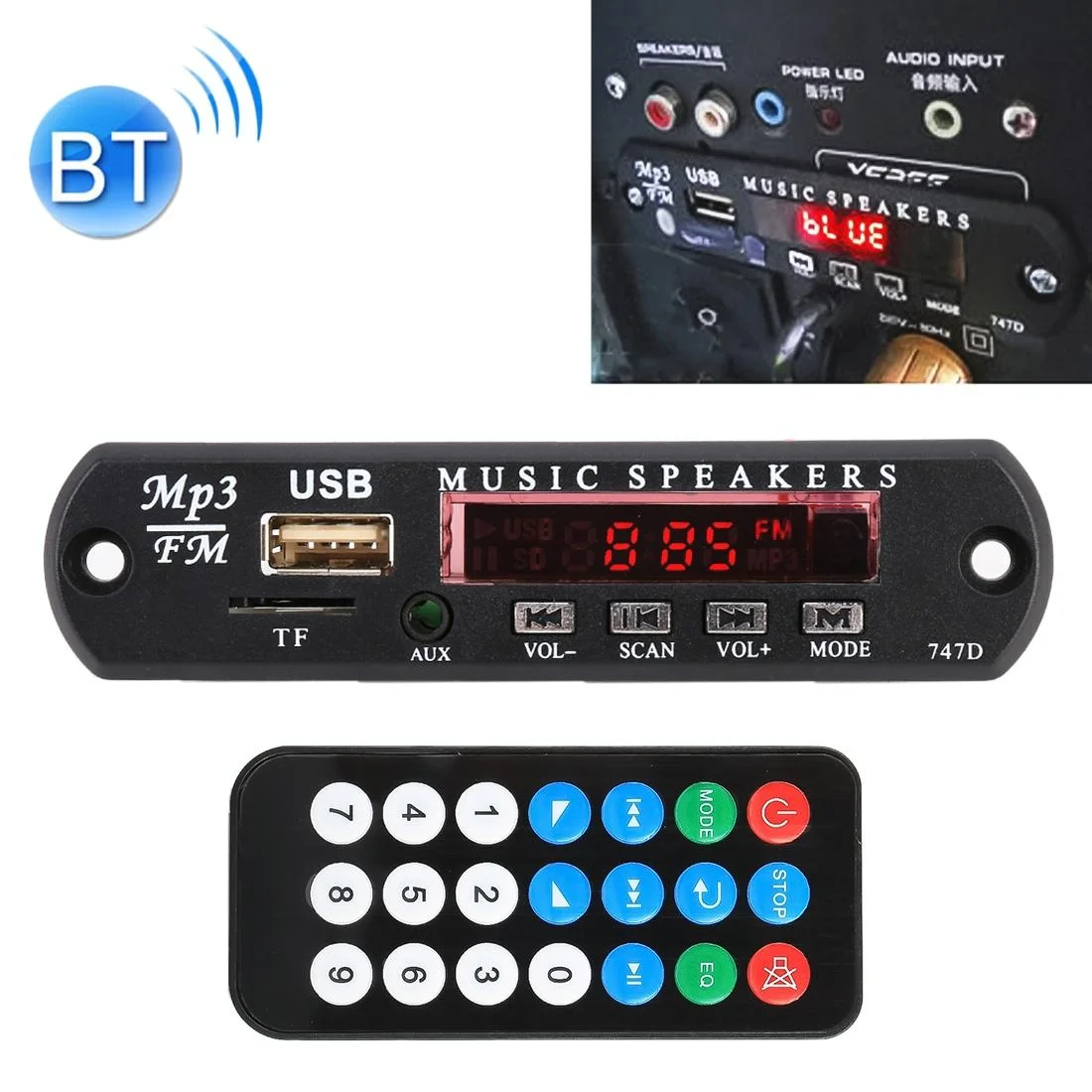 12V Car Audio Bluetooth Mp3 Decoder Board - Fm Radio Tf Usb Aux