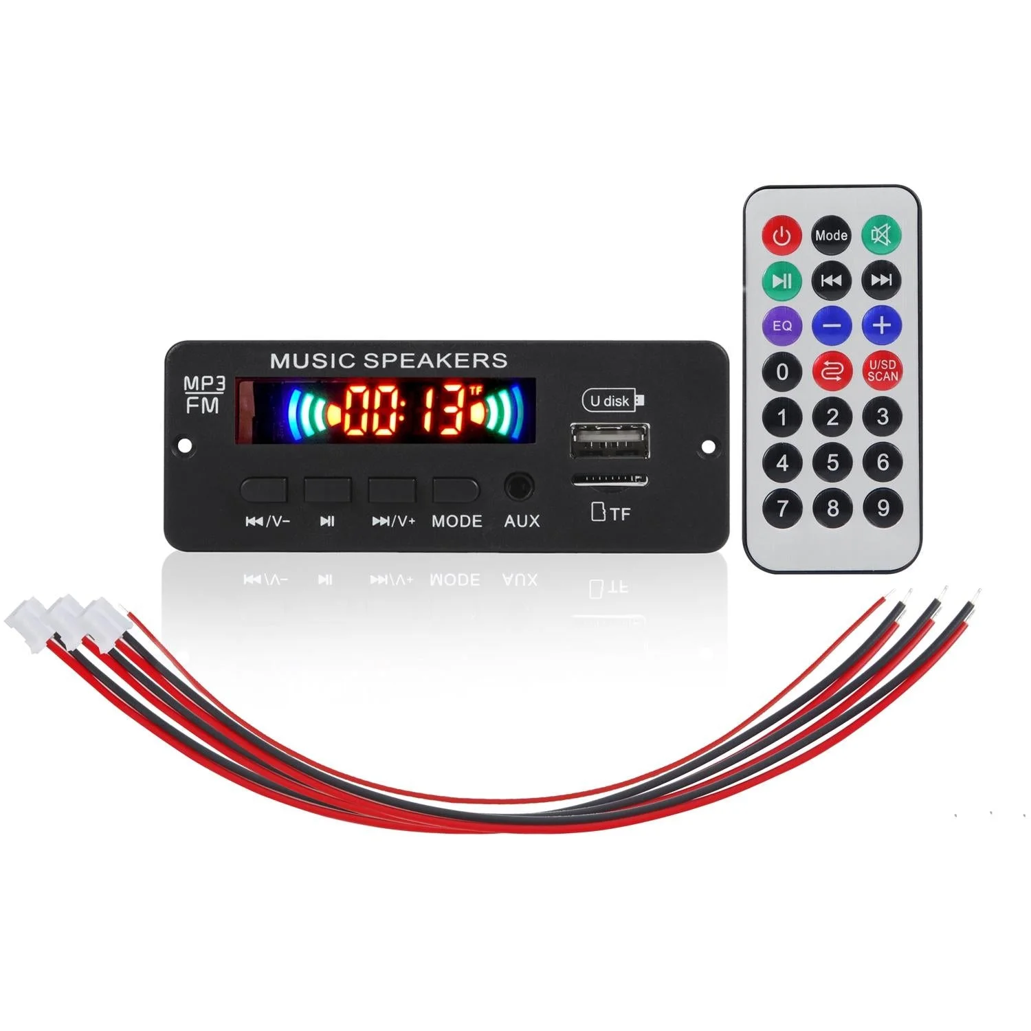 12V Car Mp3 Player Board With Bluetooth Fm Radio Usb - Remote Control Recording
