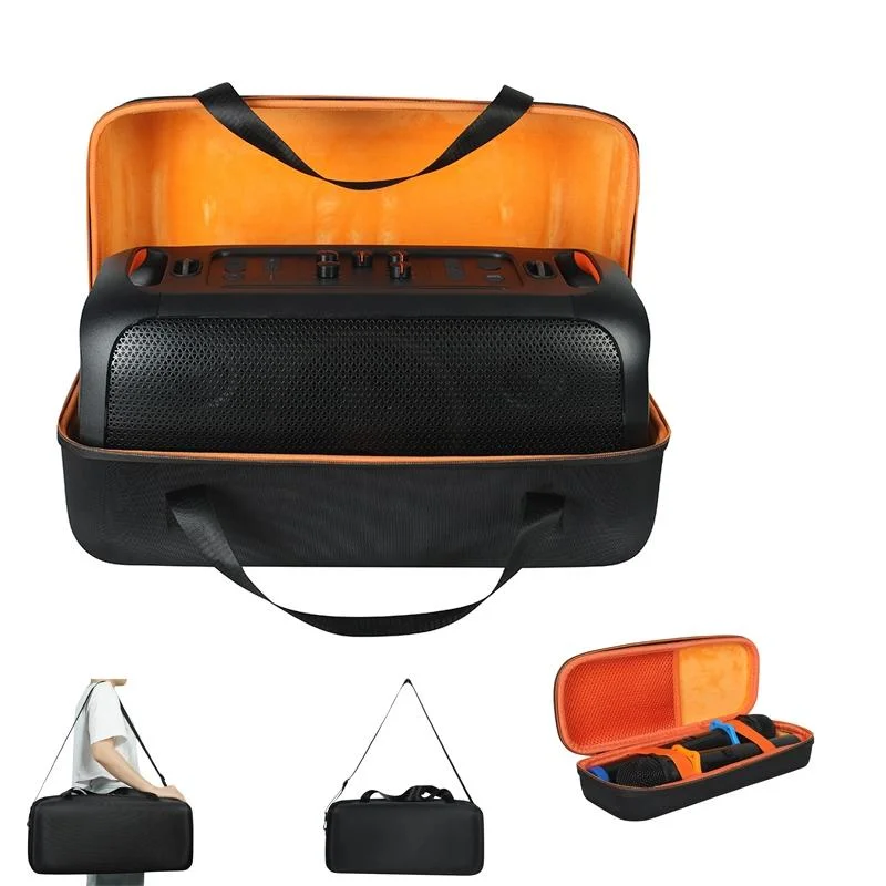Jbl Partybox On-the-go Hard Eva Storage Bag with Microphone Bag - Shockproof - Black + Orange