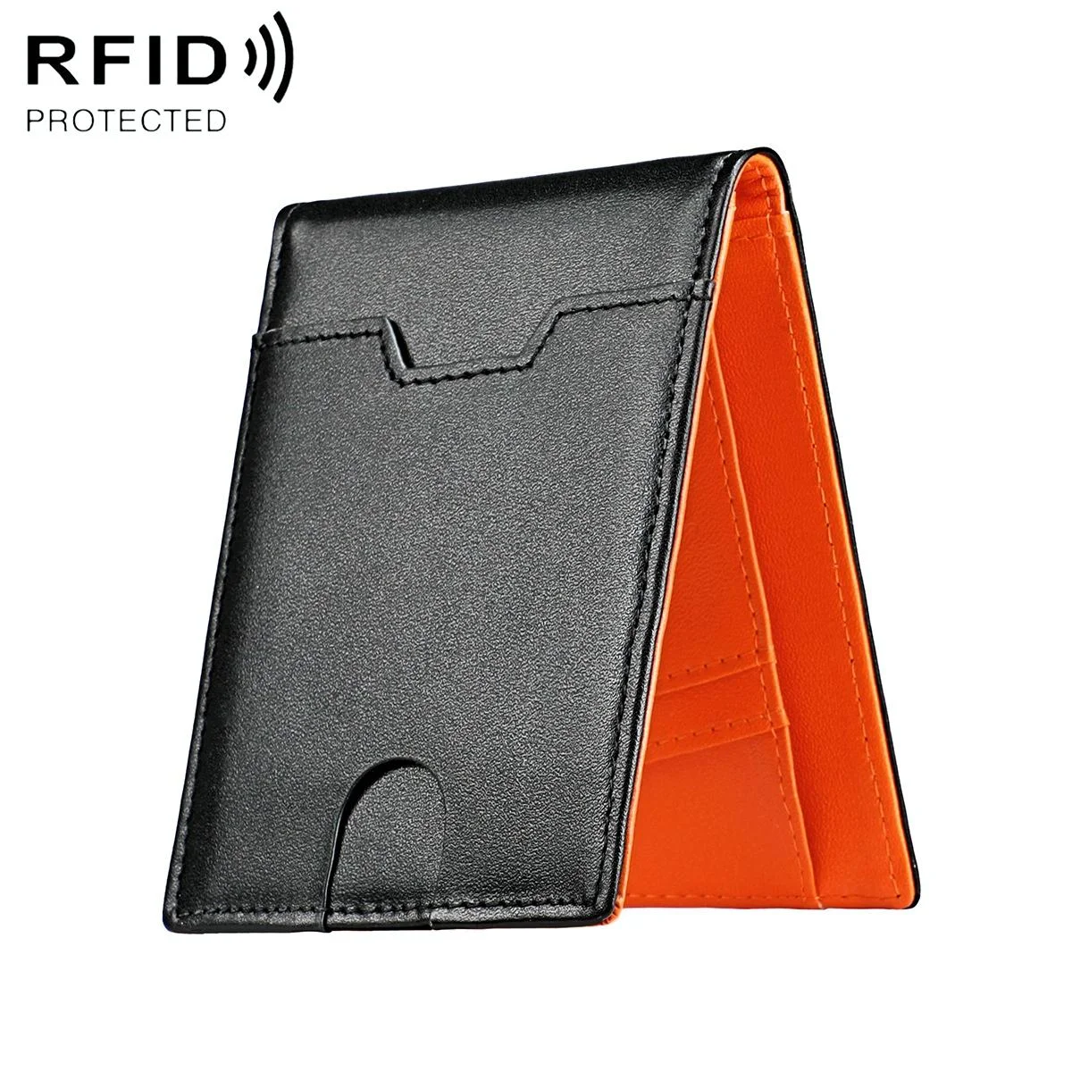 Leather Rfid Wallet - Ultra Thin - Orange