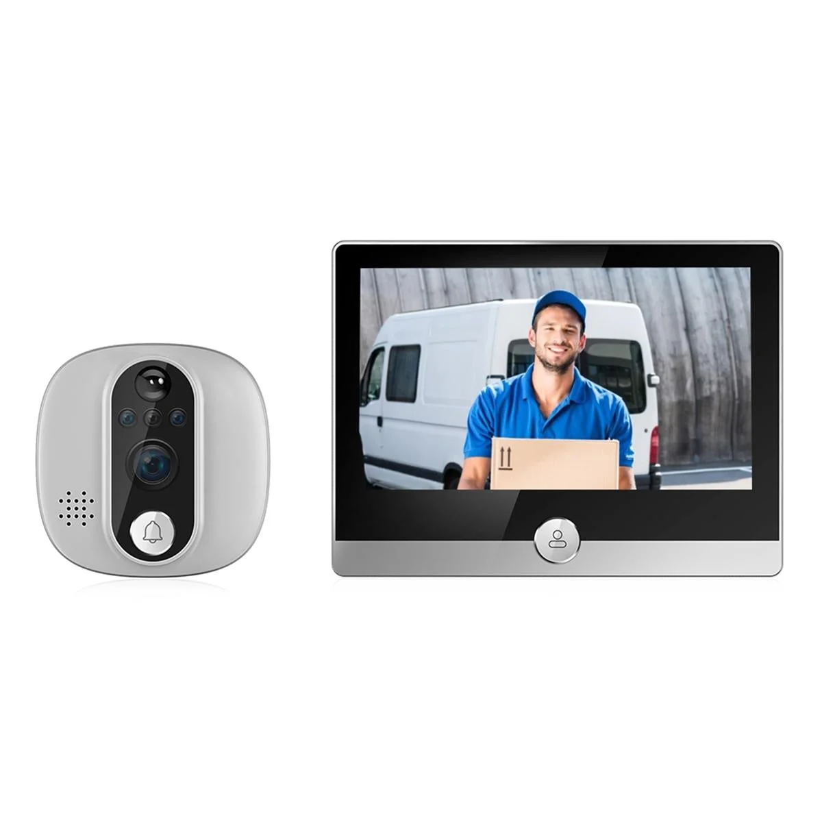 Smart Wifi Door Viewer With Wide-Angle Pir & Night Vision 1080P 4.3 Inch Dingdong Photo