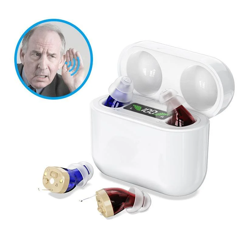 Digital Hearing Aid With Display & Charging - Red Blue