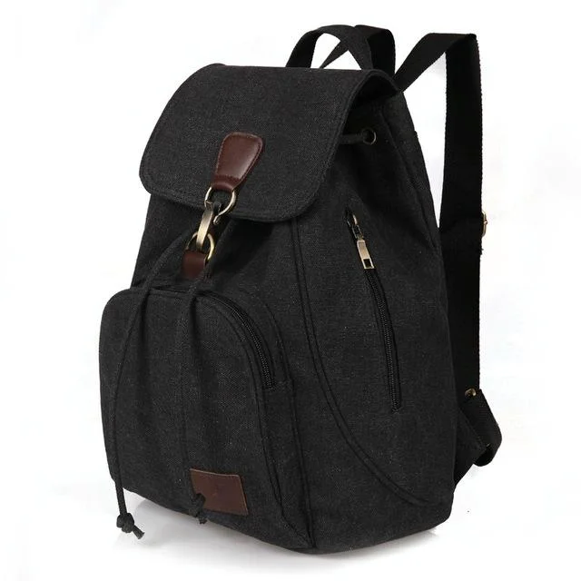 Women Canvas Laptop Backpack - Compact and Stylish - Black