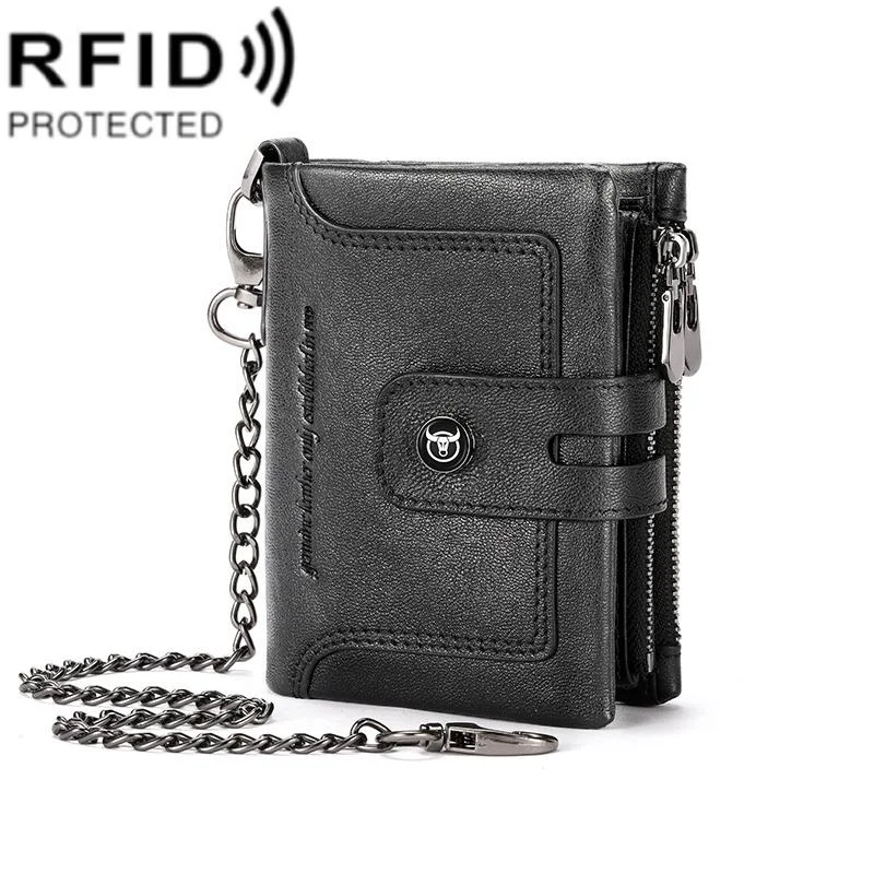 Rfid-protected Cowhide Wallet - Secure & Stylish - Black