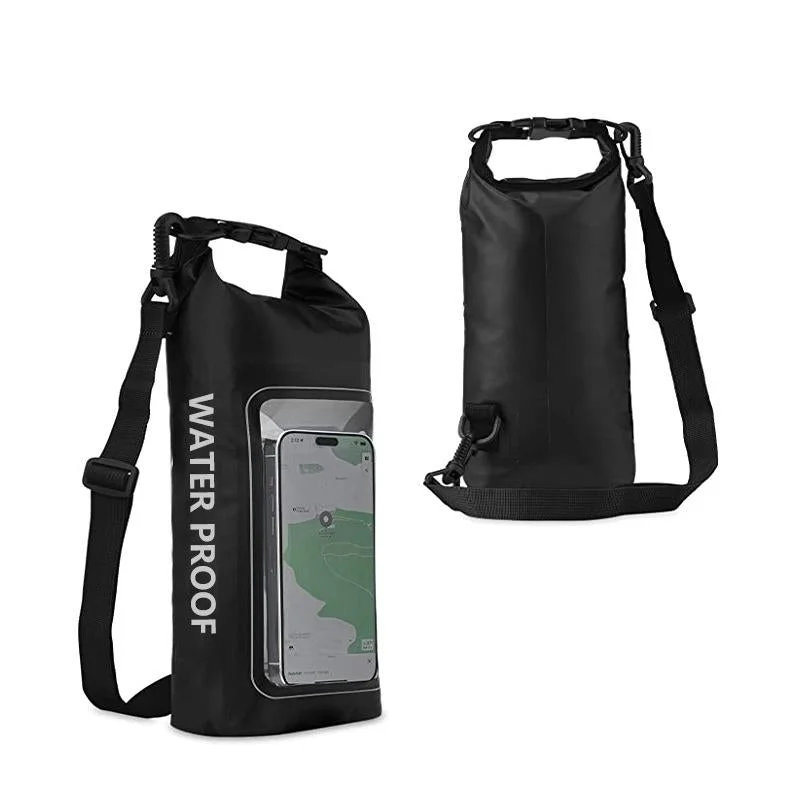 2 In 1 Waterproof Crossbody Phone Bag For Outdoor Cycling Swimming 2L Capacity - Black - 2L