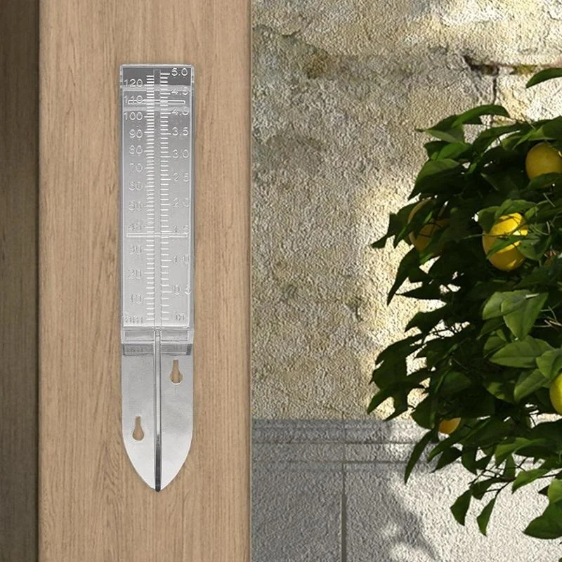 Outdoor Garden Rain Gauge - Transparent Plastic - 25x4.5x2.7cm