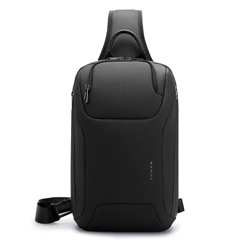 Men Chest Bag Business Shoulder Crossbody Bag - Black