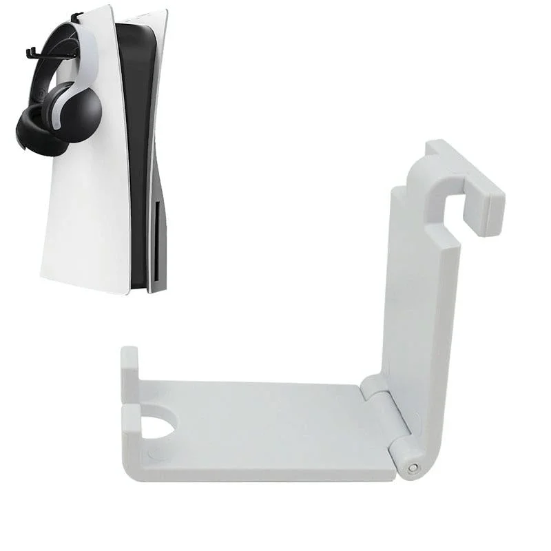Sony Ps5 Game Console Headphone Storage Rack with Gamepad Hanger - White