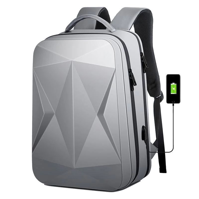 Waterproof Laptop Backpack with Usb Port - Large Capacity - Light Grey