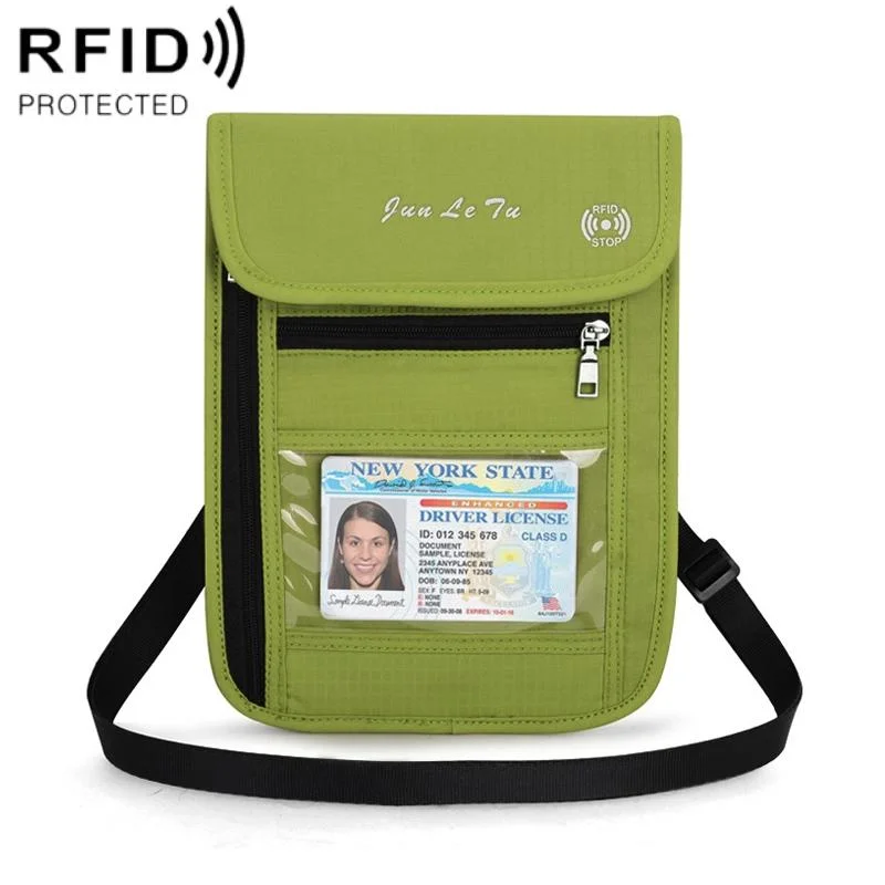 Rfid Passport Storage Bag Anti Theft Messenger - Green