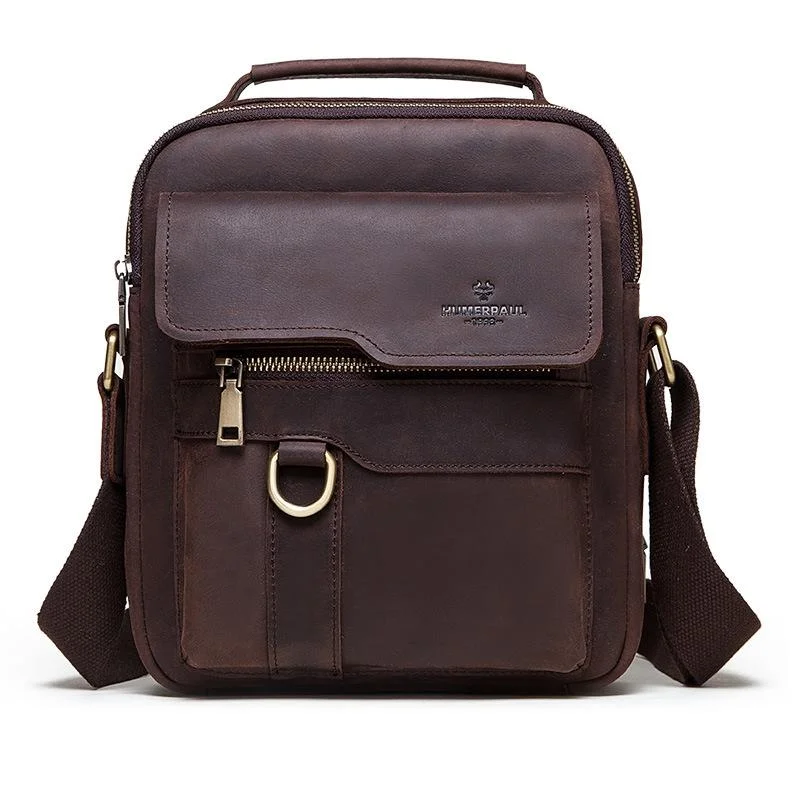 Brown Leather Cross Body Shoulder Bag For Men