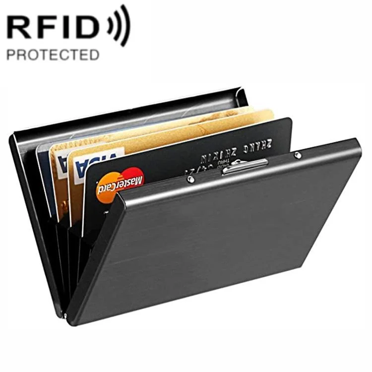 Secure Aluminum Business Card Holder - Rfid Protected - Black