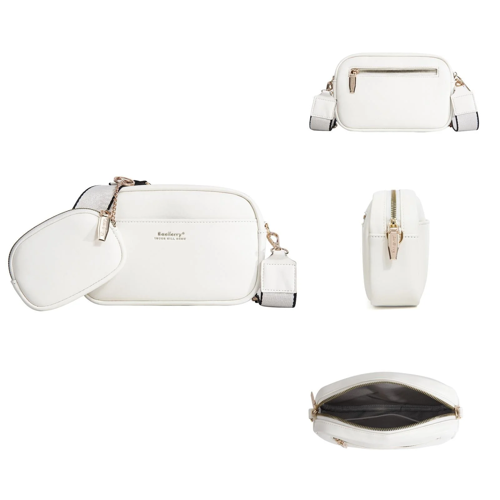 Small Square Pu Crossbody Bag For Women High Capacity - White