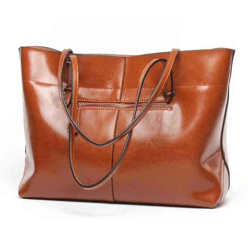 Stylish Shoulder Tote For Women - Retro Brown Horizontal Version