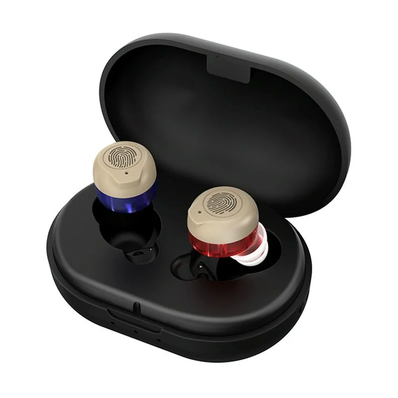 Wireless Magnetic Hearing Aid Elderly Sound Amplifier - Red Blue + Black