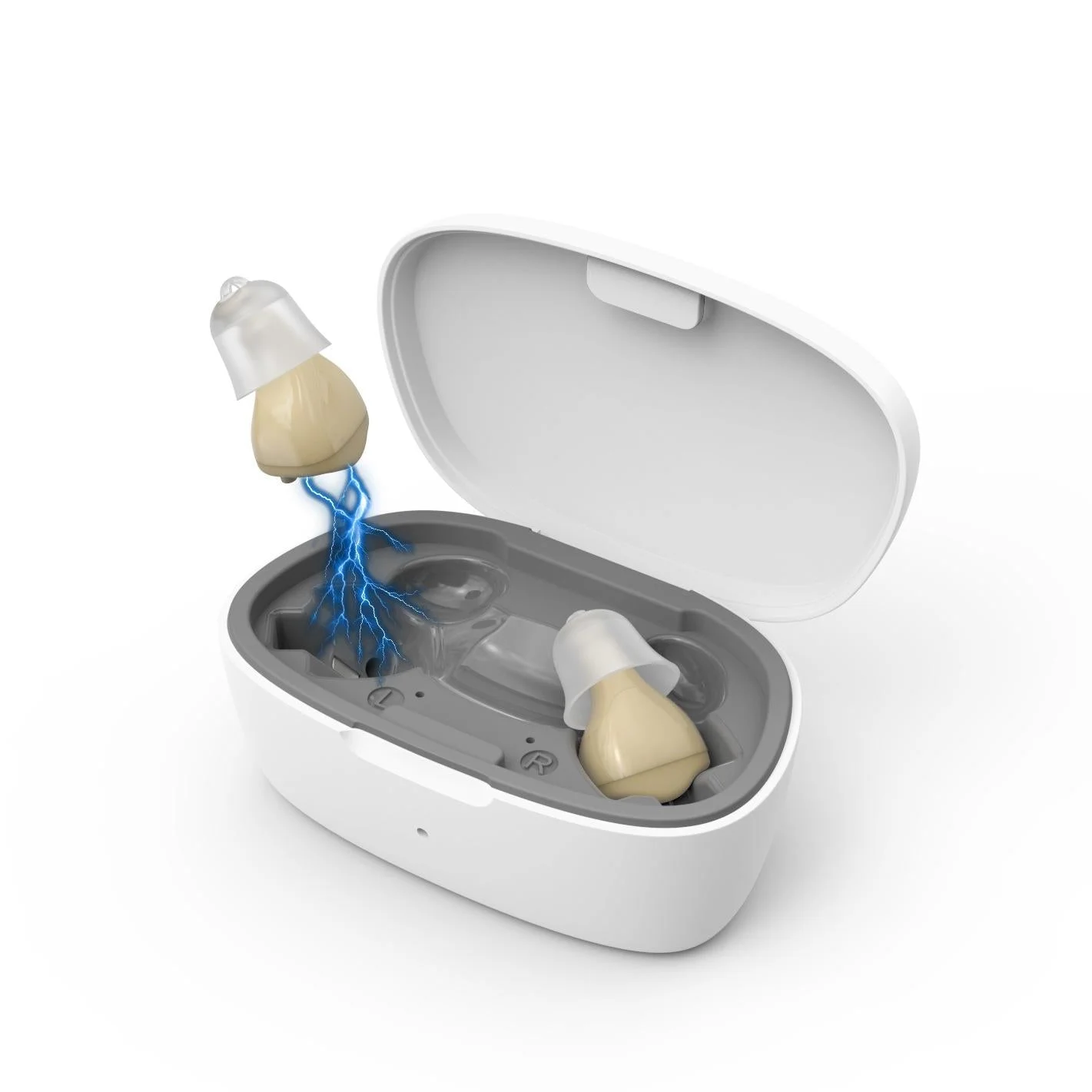 Z 68 In Ear Tws Hearing Aid With Charging Box Skin Color