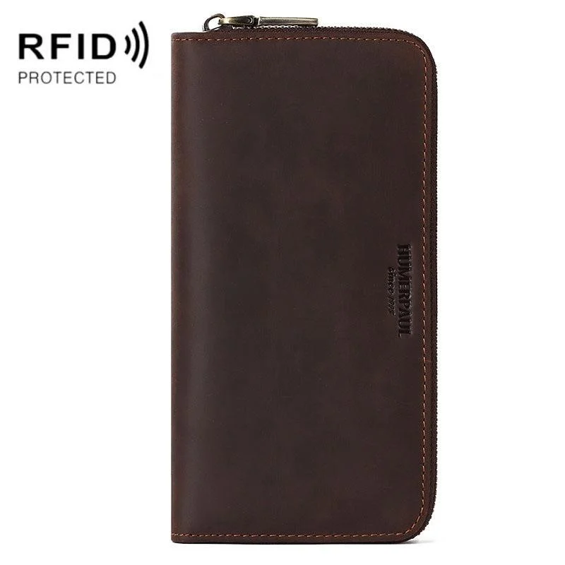 Men Retro Long Wallet with Rfid Protection