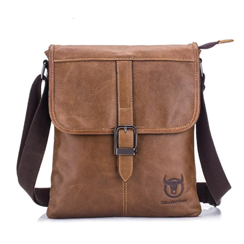 Men Leather Shoulder Bag For Sports & Outdoor Use - Brown