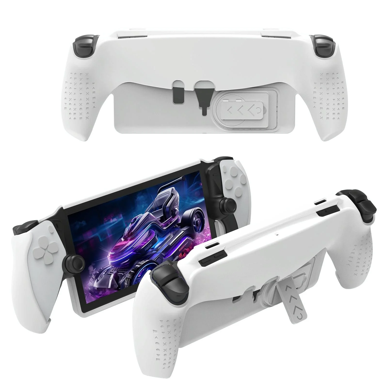 Jys Tpu Protective Case with Stand for Playstation Portal - Handle Design - White