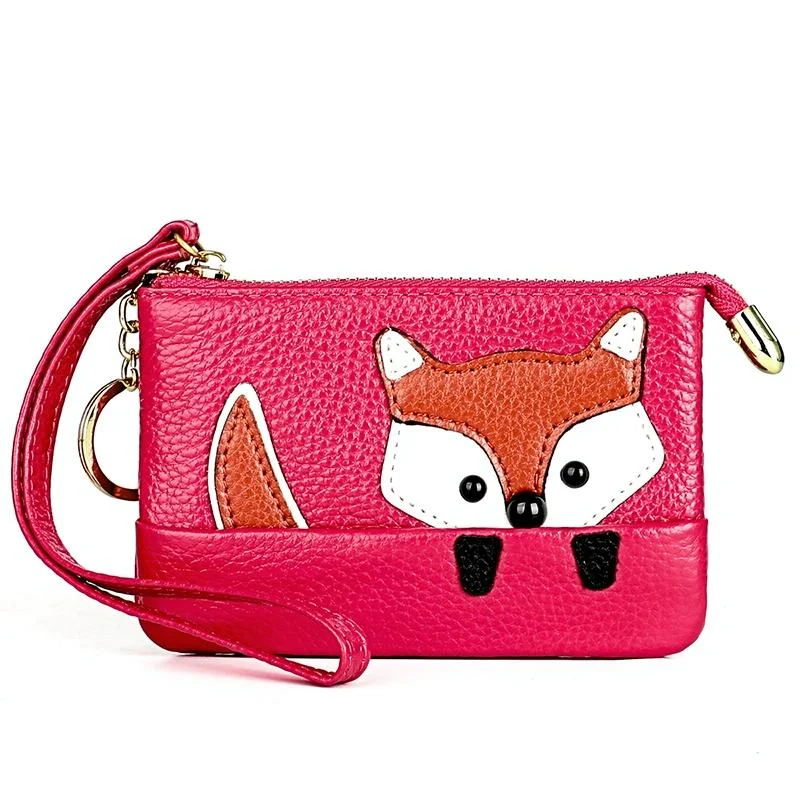 Mini Leather Fox Key Case for Sewing Thread - Rose Red