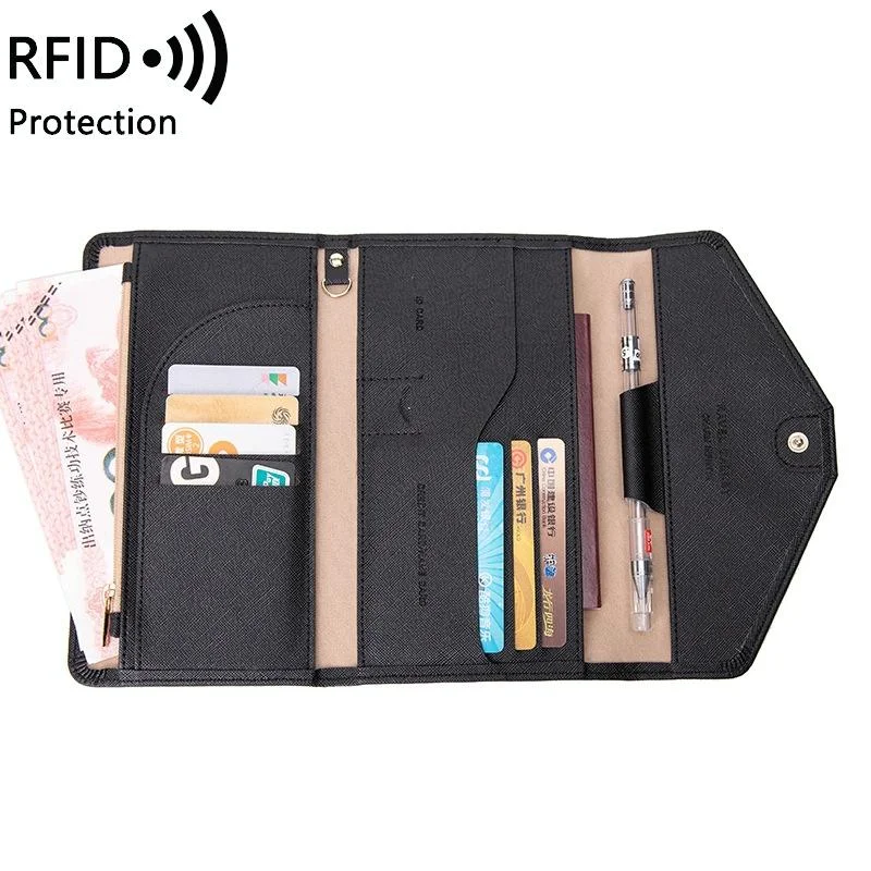 Rfid-blocking Passport & Card Bag - Secure & Compact - Black