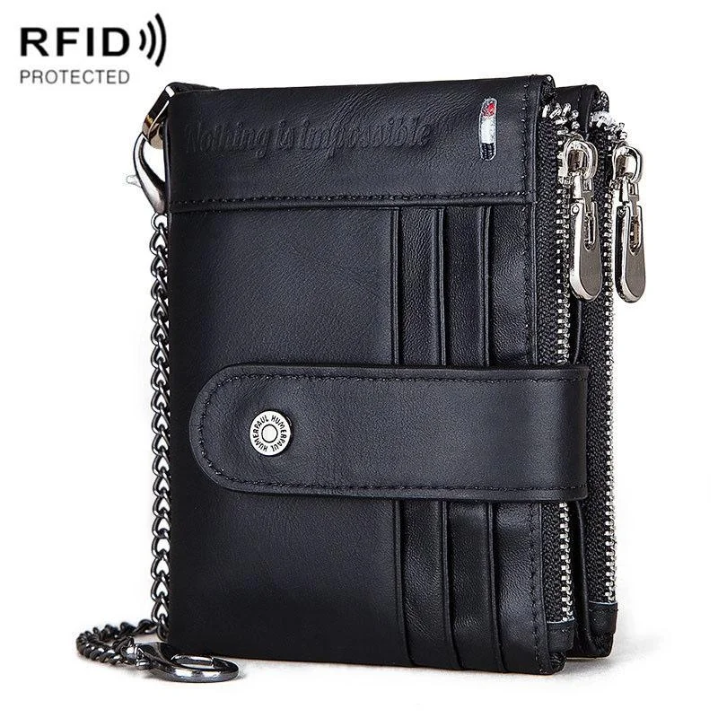 Men Leather Rfid Wallet - Secure & Stylish - Black