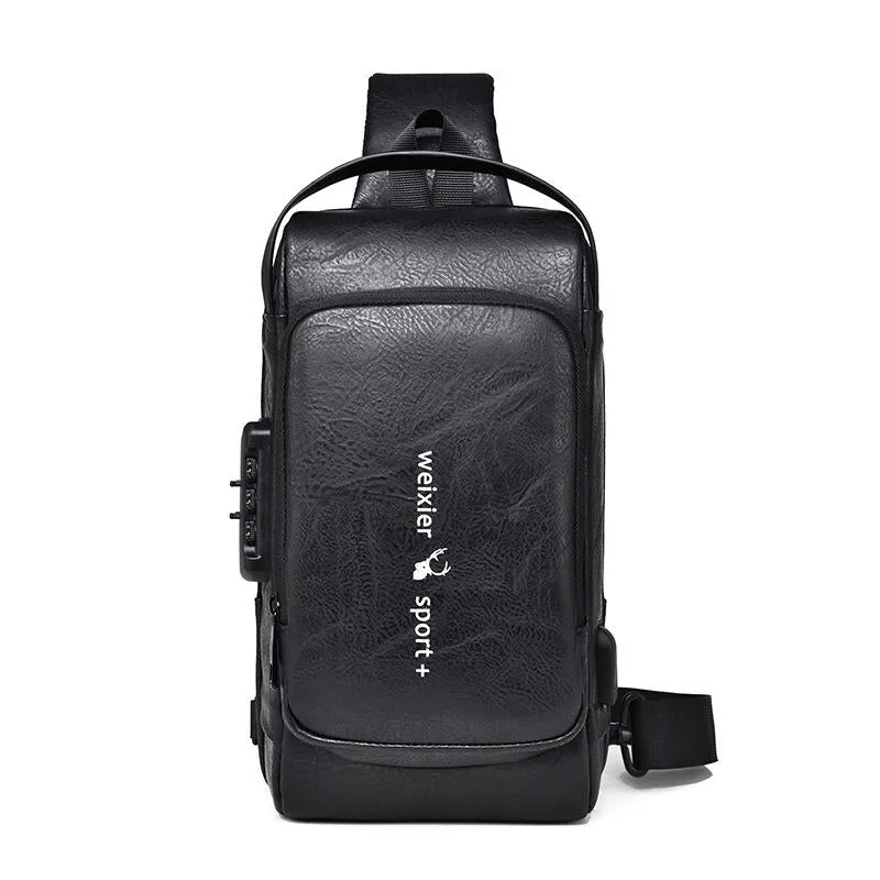 Waterproof Anti Theft Crossbody Backpack For Men - Black