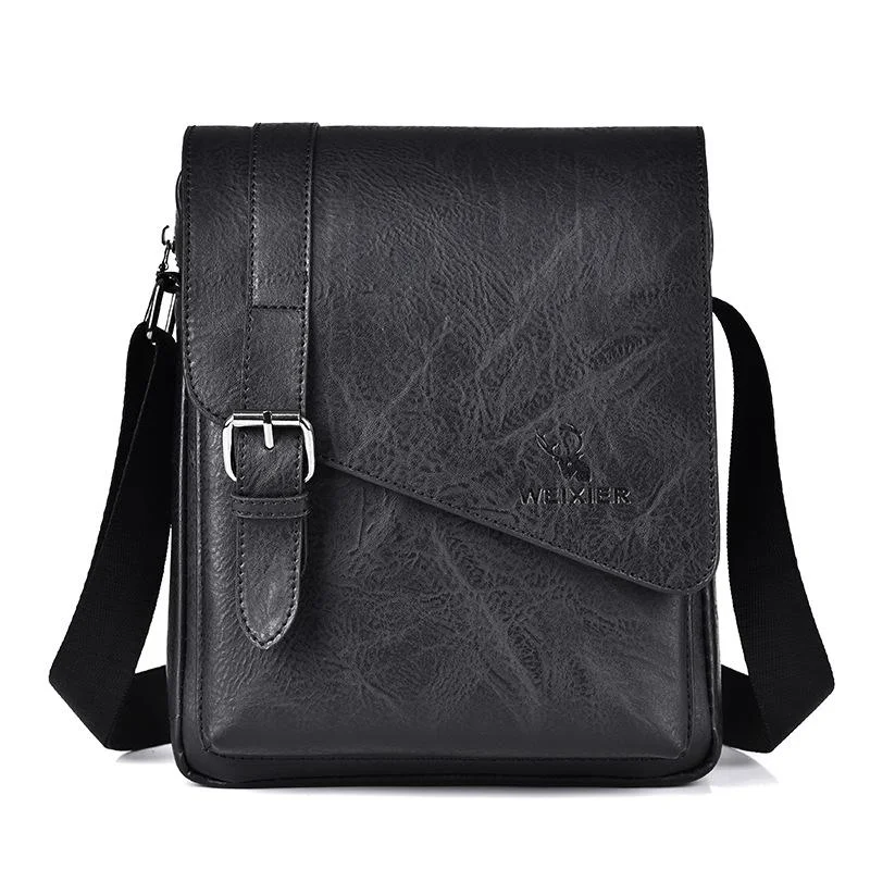 Retro Crossbody Messenger Bag Large Capacity - Black