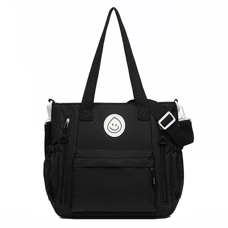 Versatile Contrast Shoulder Bag For Students - Black