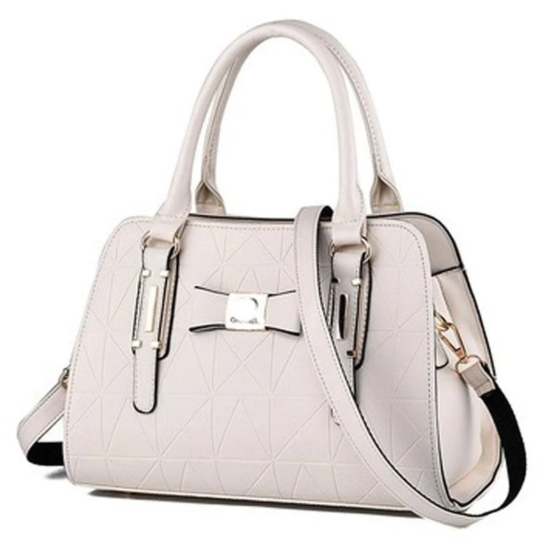 Embossed Bowknot Shoulder Bag For Women - White