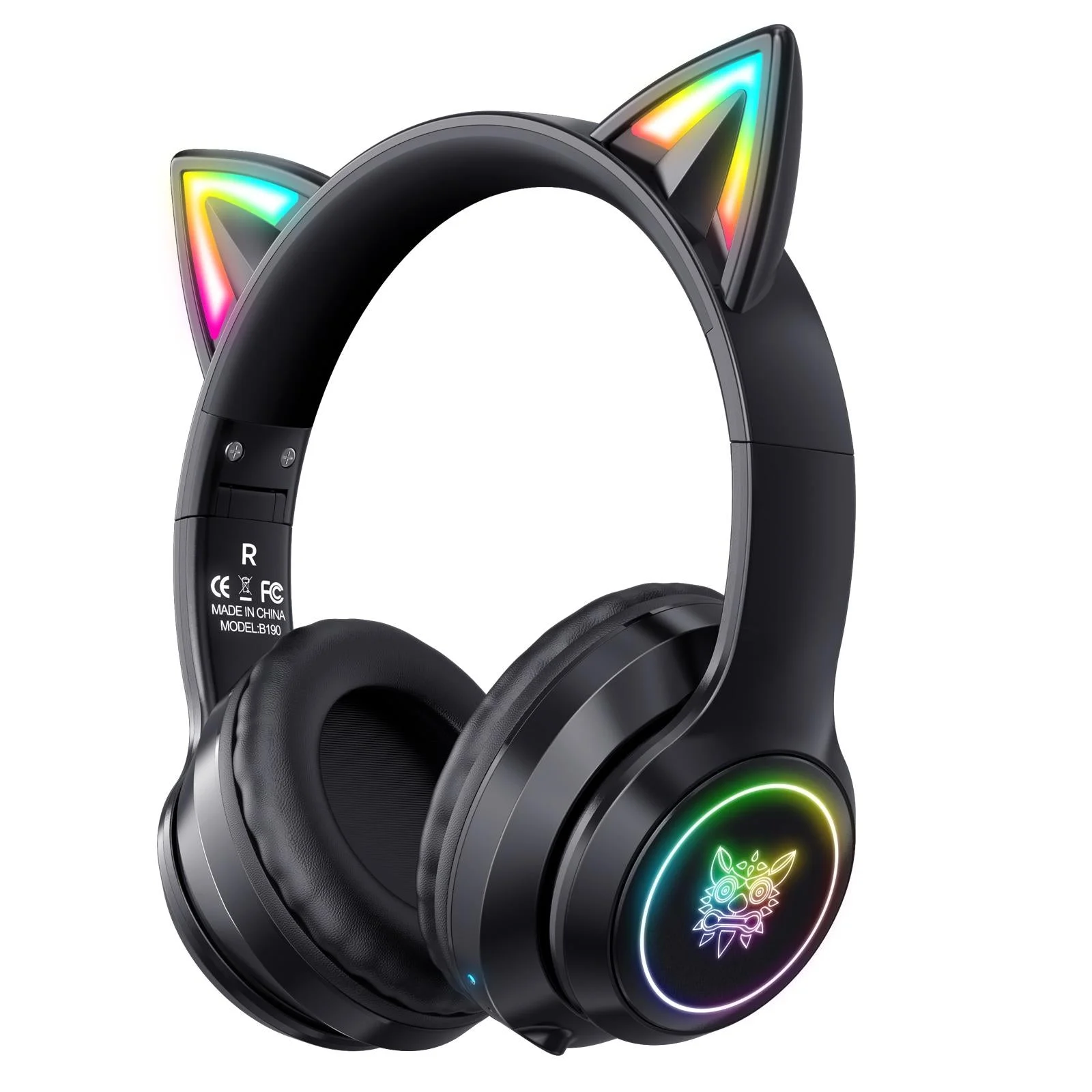 Wireless Bluetooth Headphones With Rgb Lighting - Black