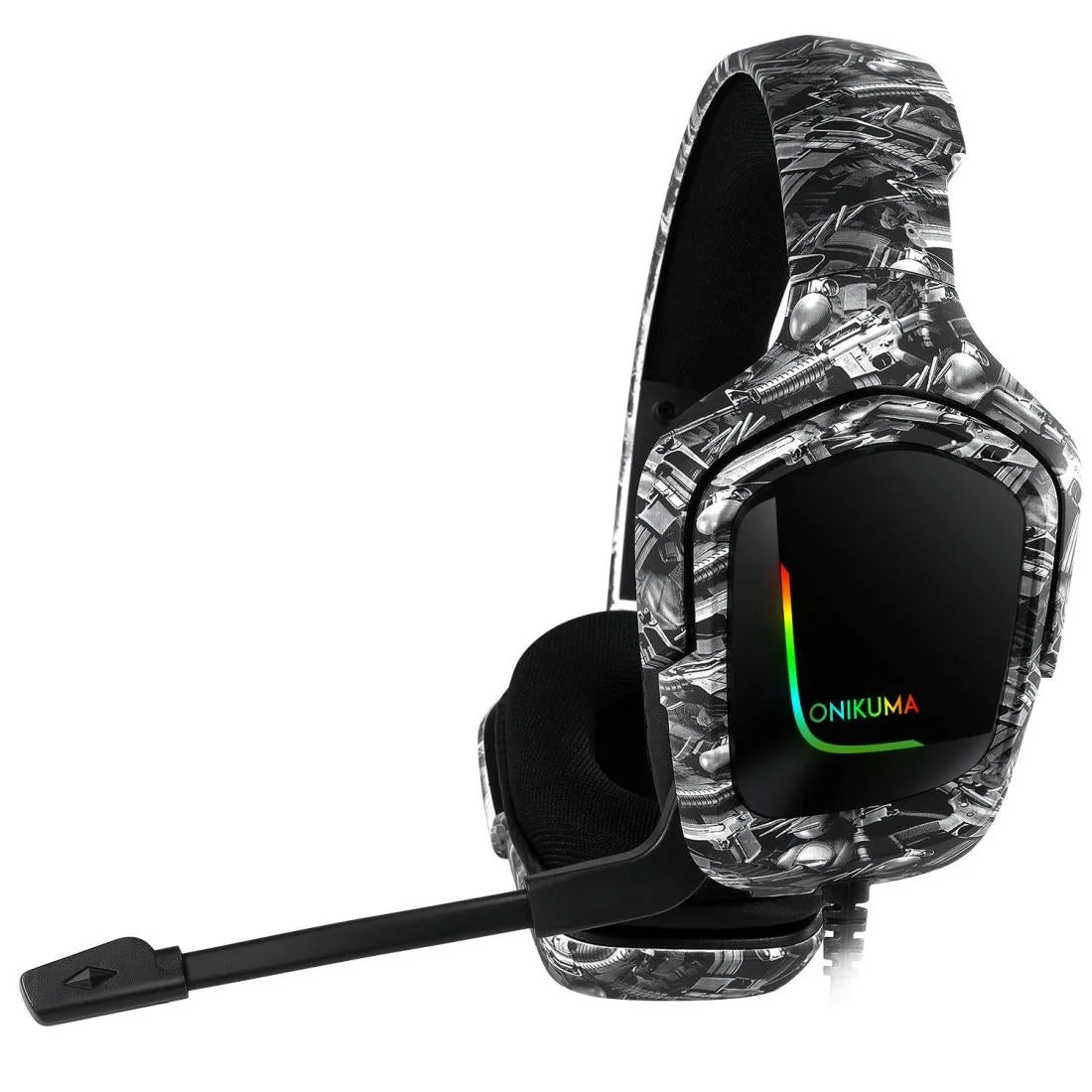 Surround Sound Pc Gaming Headset With Mic & Rgb - Black Gray