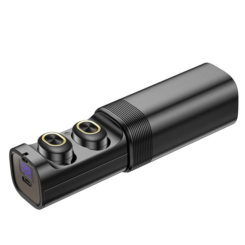 Mini t & g Tws Bluetooth Earphones with Led Display - Black Gold