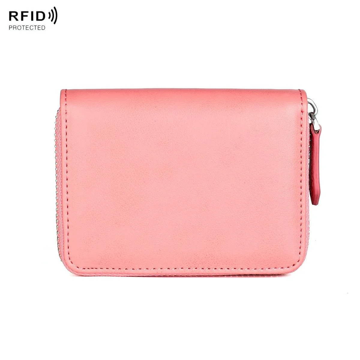 Rfid-protected Leather Coin Purse - Secure & Stylish - Pink