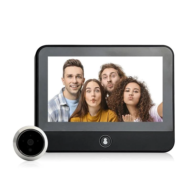 1080P Wifi Smart Cat Eye Video Doorbell With 4.3 Ips Lcd Screen And Infrared Night Vision Black