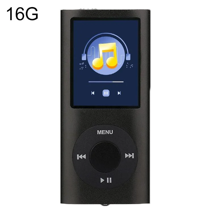 1.8 Inch Metal Mp4 Player + 16G Tf Card + Earphone + Cable - Black - With 16G Tf Card+Earphone+Cable