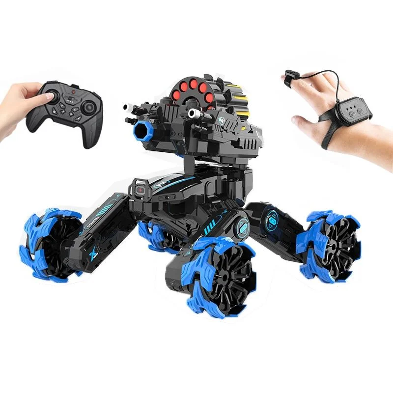 Remote Control Car - Dual Control Soft Bomb - Four-wheel Battle Blooming Tire Spray - Blue