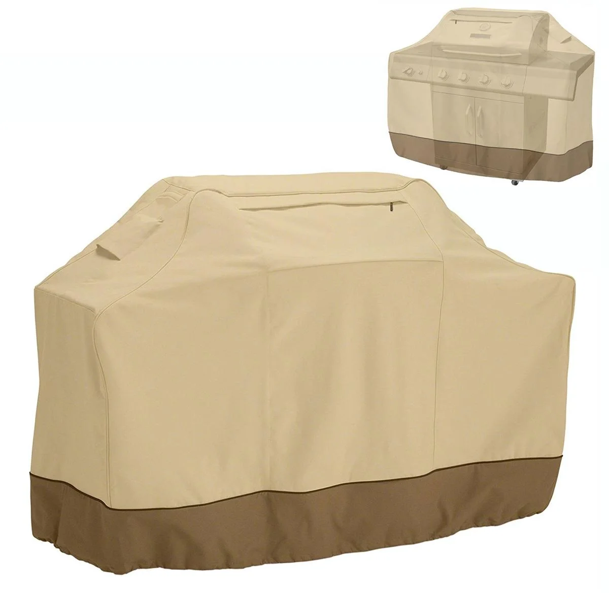 Waterproof Bbq Cover with Sundry Bag - Oxford Cloth 170x61x117cm Beige