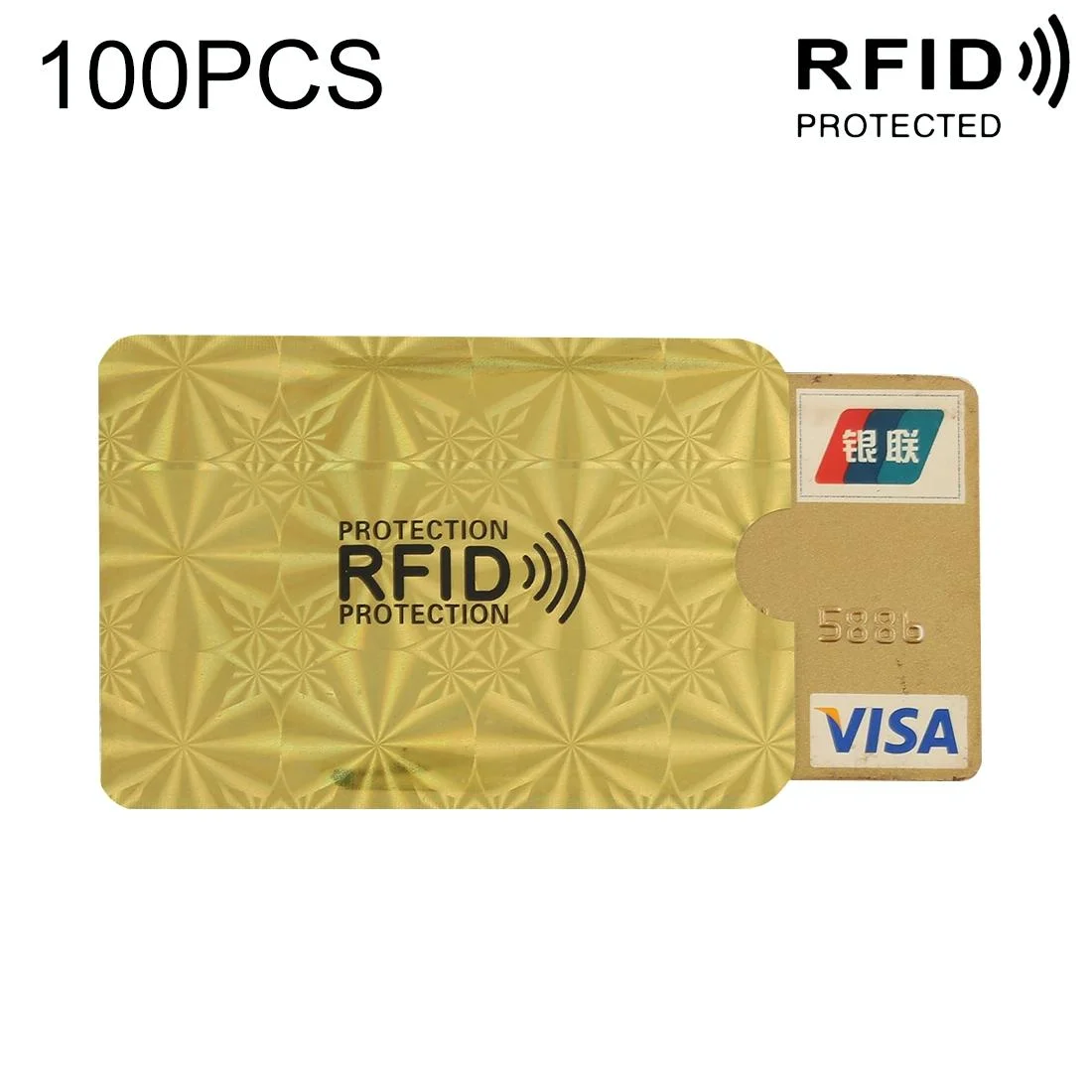 100-pack Aluminum Foil Rfid Blocking Credit Card Case - Golden Snowflake
