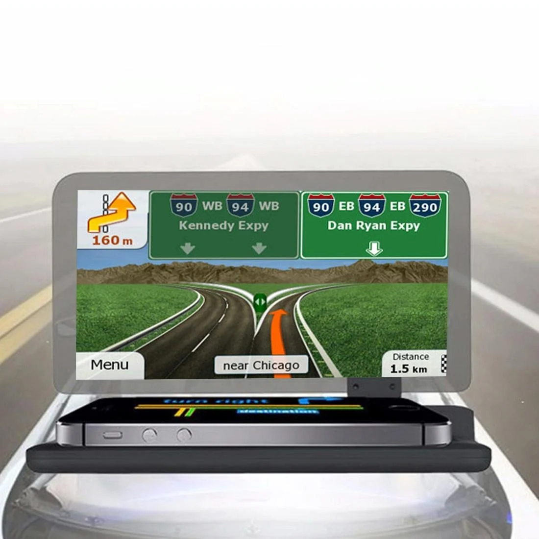 Car Gps Hud Holder For Smartphones Black