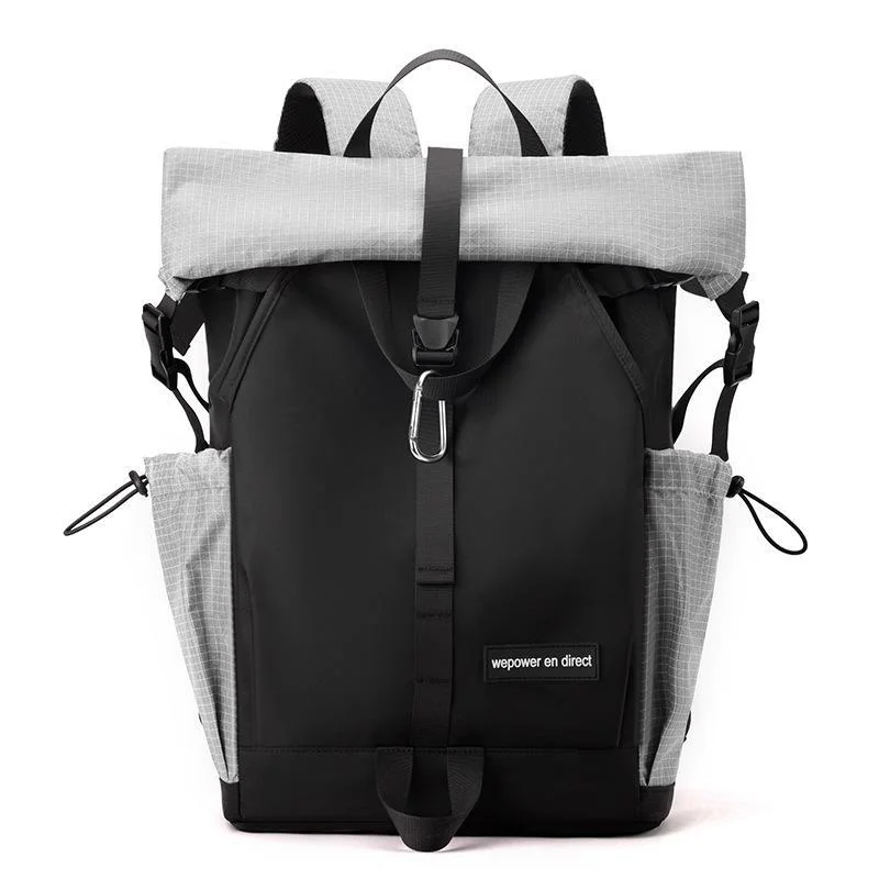 Large Capacity Contrast Backpack For Commuting - Gray