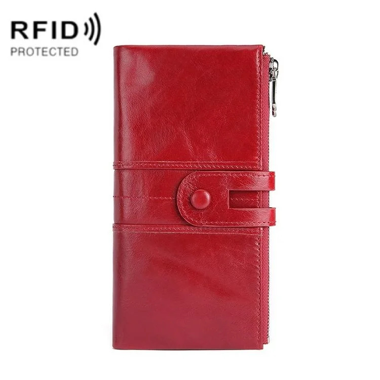 Women Leather Rfid Wallet - Sleek & Secure - Red