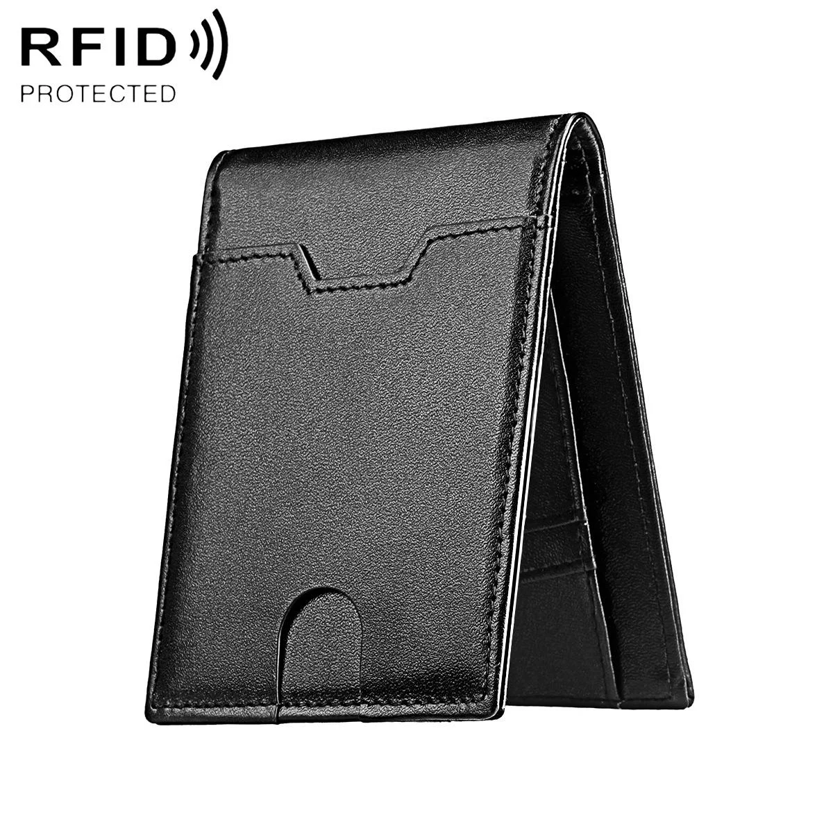Leather Rfid Wallet - Ultra Thin - Black