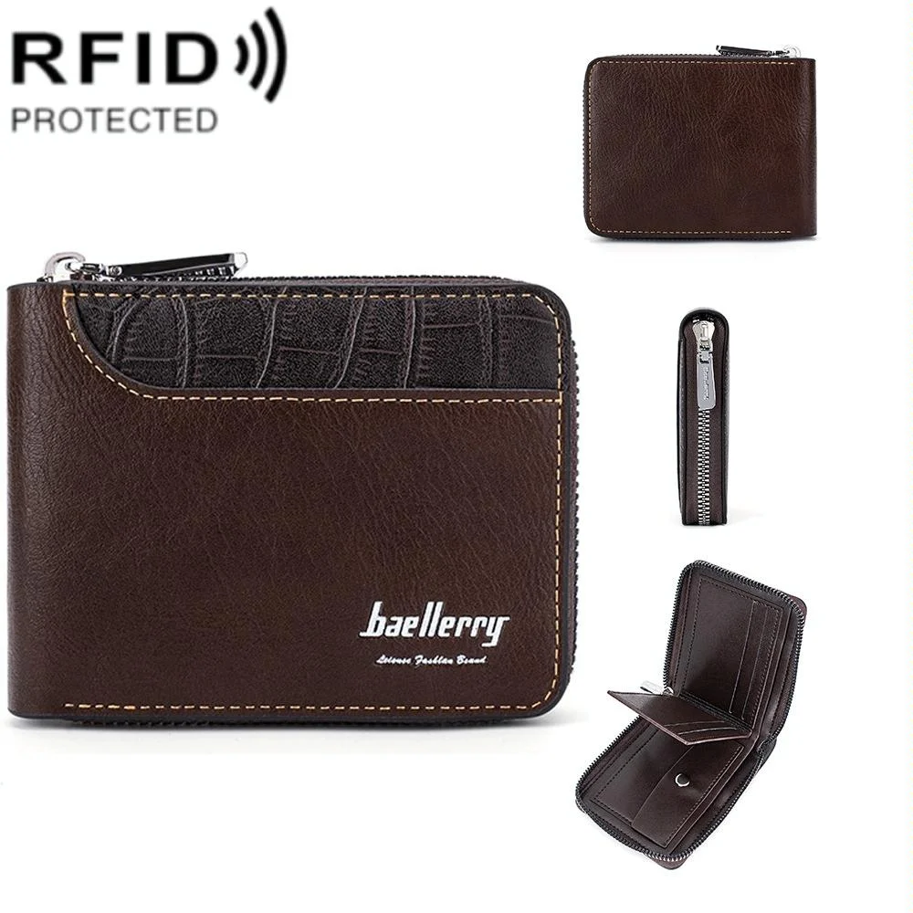 Secure Rfid Blocking Short Wallet - Anti-theft - Coffee