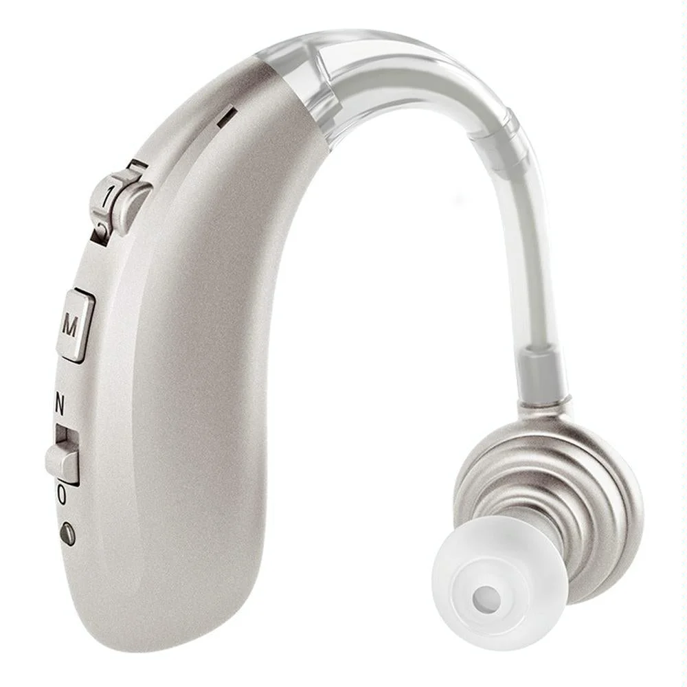 Earhook Hearing Aid With Usb Charging Noise Reduction - Silver