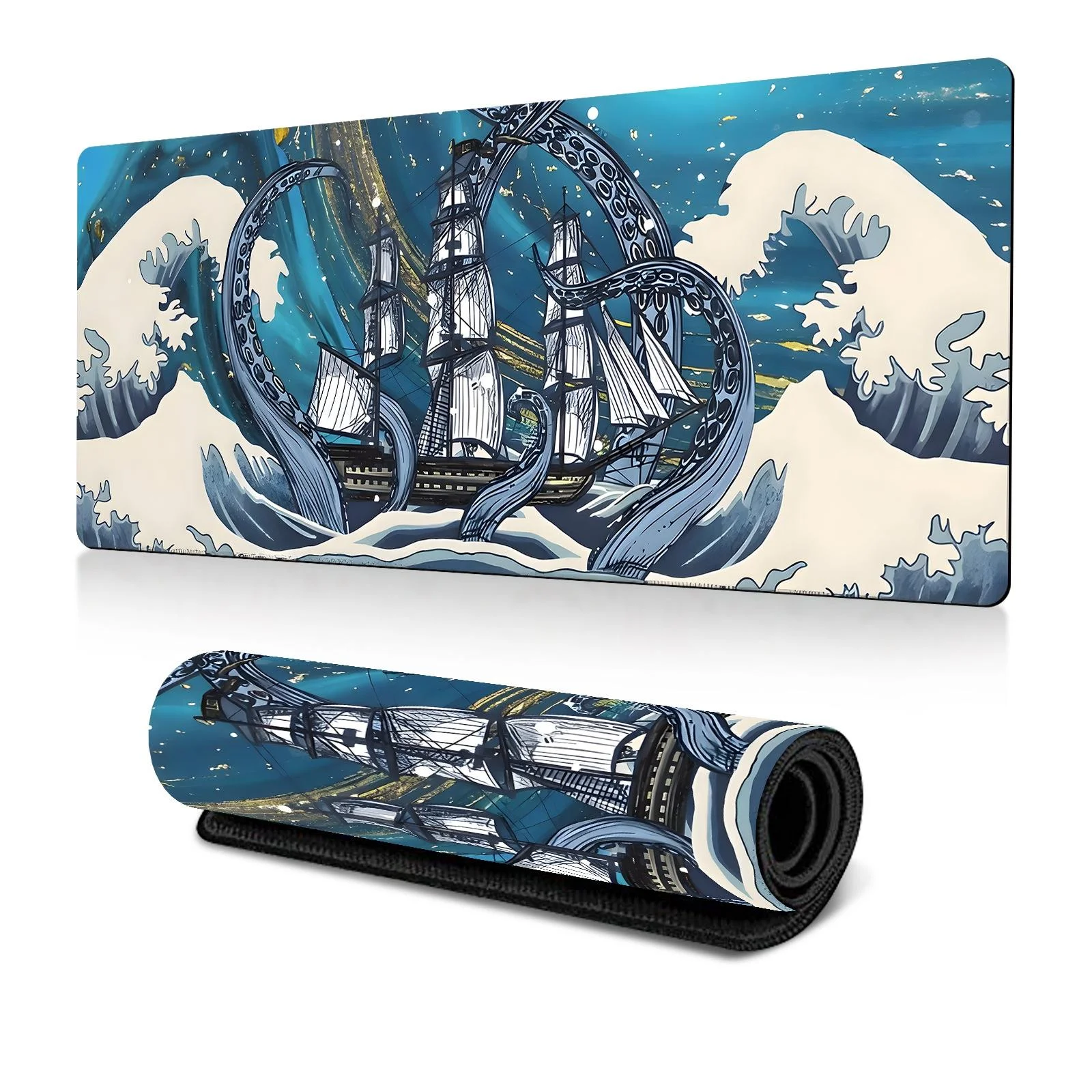 Non Slip Gaming Mouse Pad Big Wave Design - No.2 - 300X600X2Mm